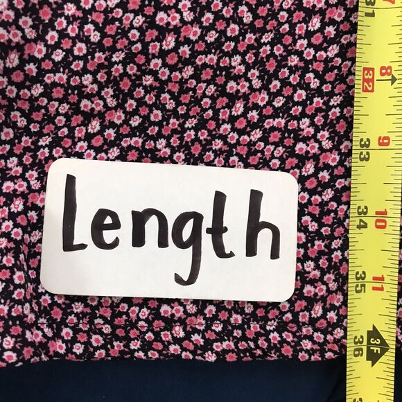 Vintage 90s Pink Black Ditzy Floral Short Sleeve Casual Cinch Waist Mini Dress M - Picture 7 of 8